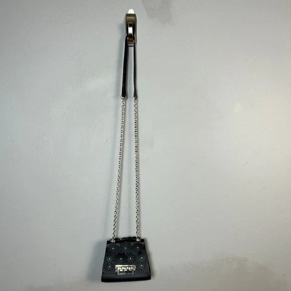 Whimsical Minimalist Zac Posen Black Eatha Mini bag Floral Chain Crossbody Y2K - Picture 6 of 15